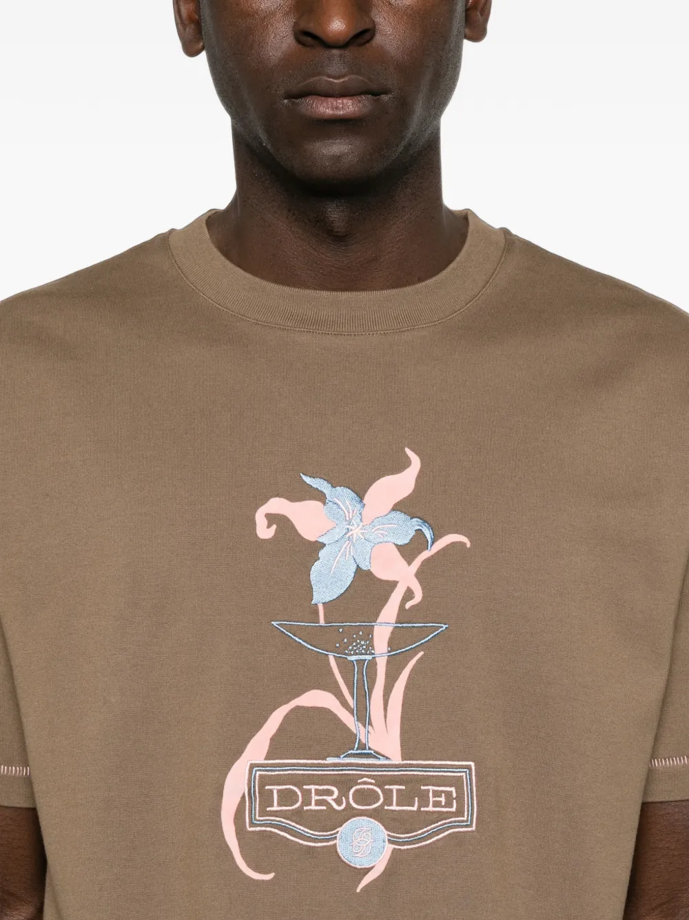 Drôle De Monsieur Katoenen T-shirt met grafische print Bruin