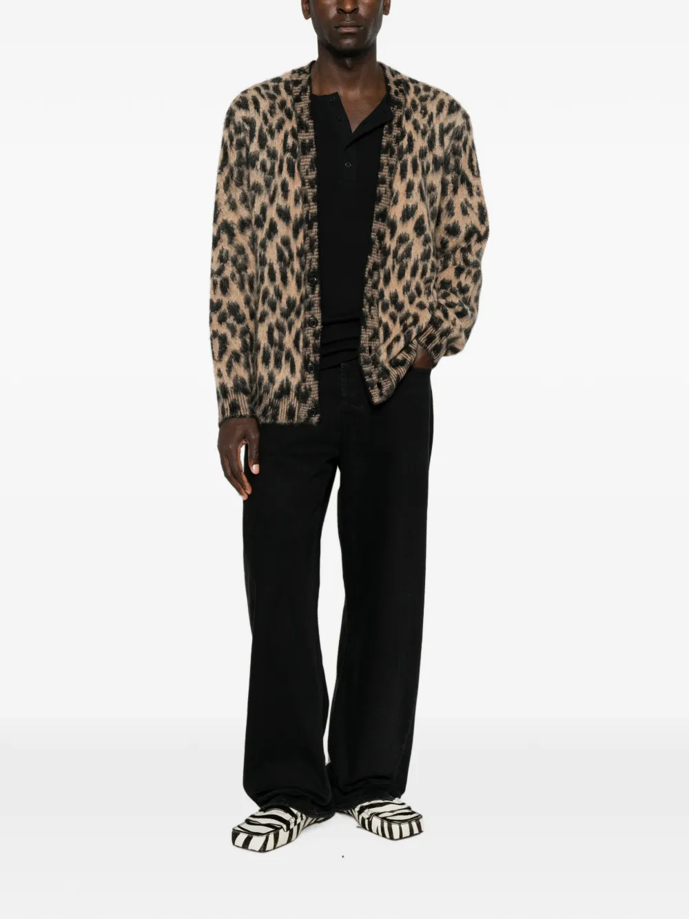 Laneus Vest met luipaardprint Beige