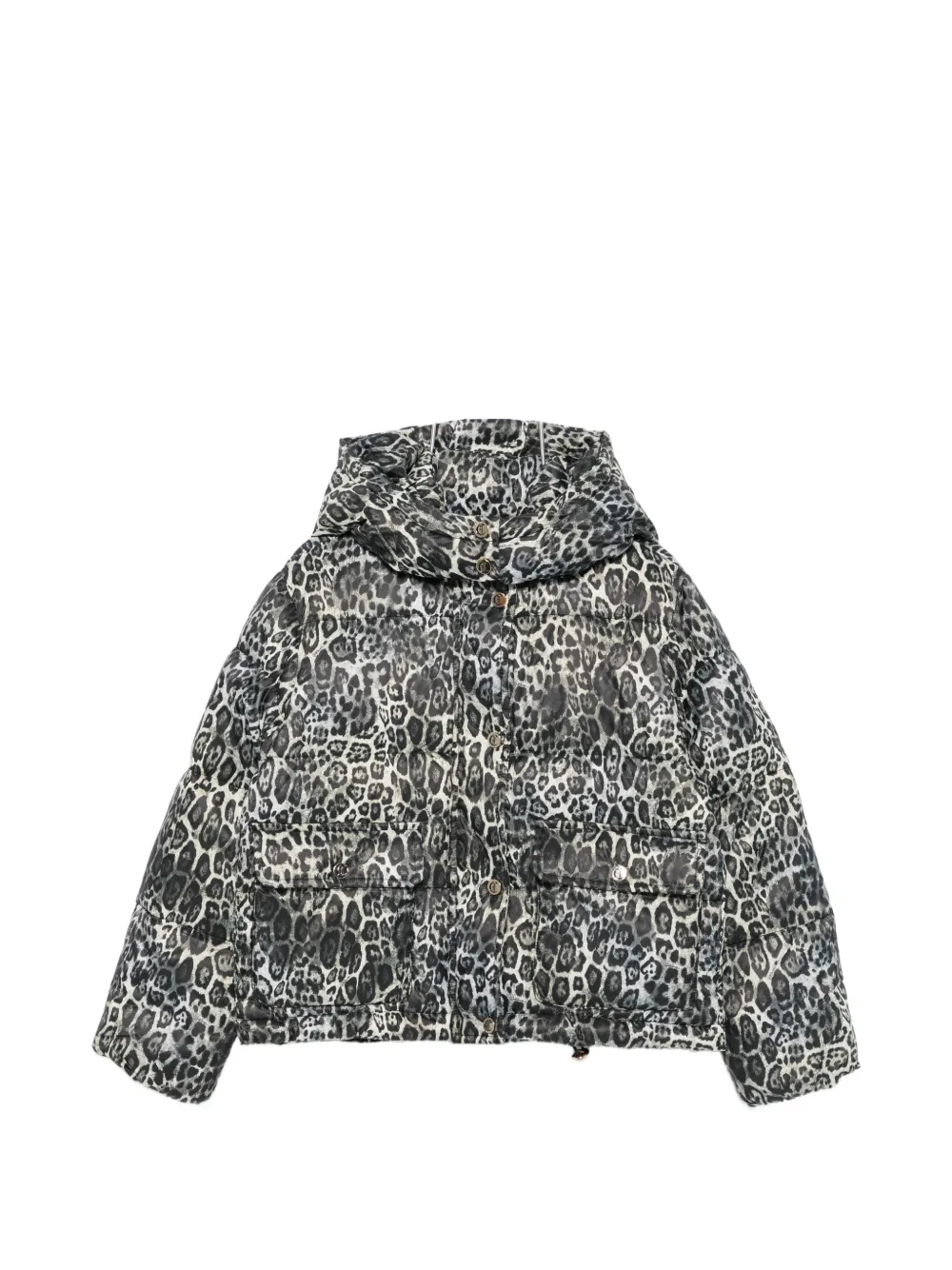Roberto Cavalli Junior leopard-pattern hooded jacket - Schwarz