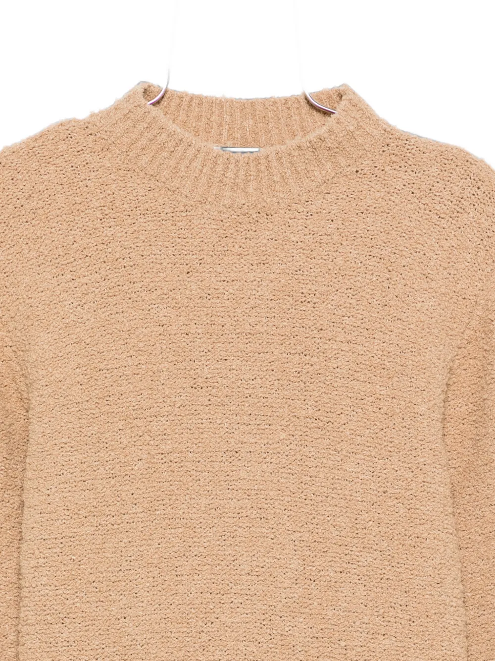 Laneus Bouclé gebreide trui met geribbelde afwerking Beige