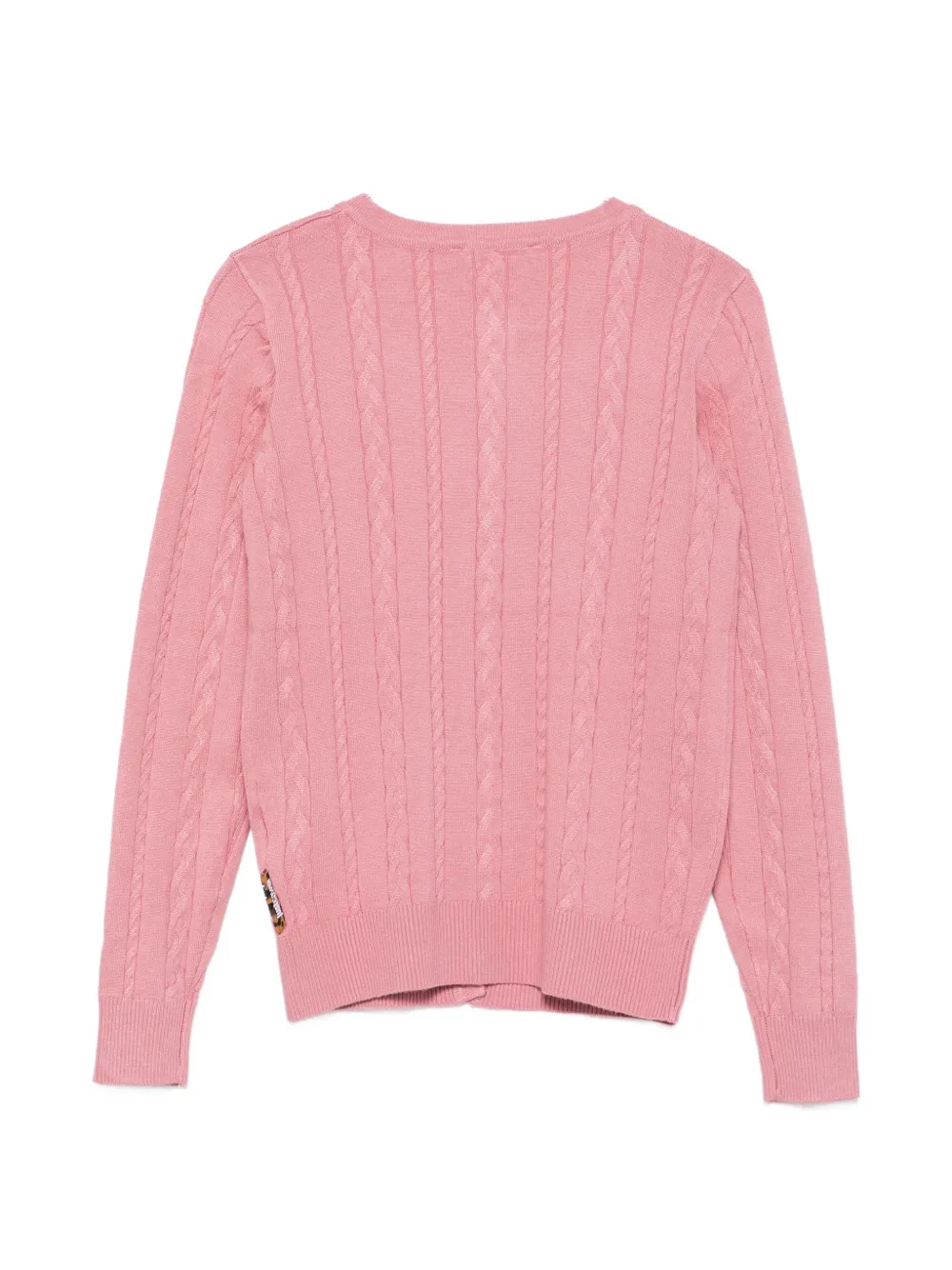 Roberto Cavalli Junior Kabelgebreid vest met geborduurd logo Roze