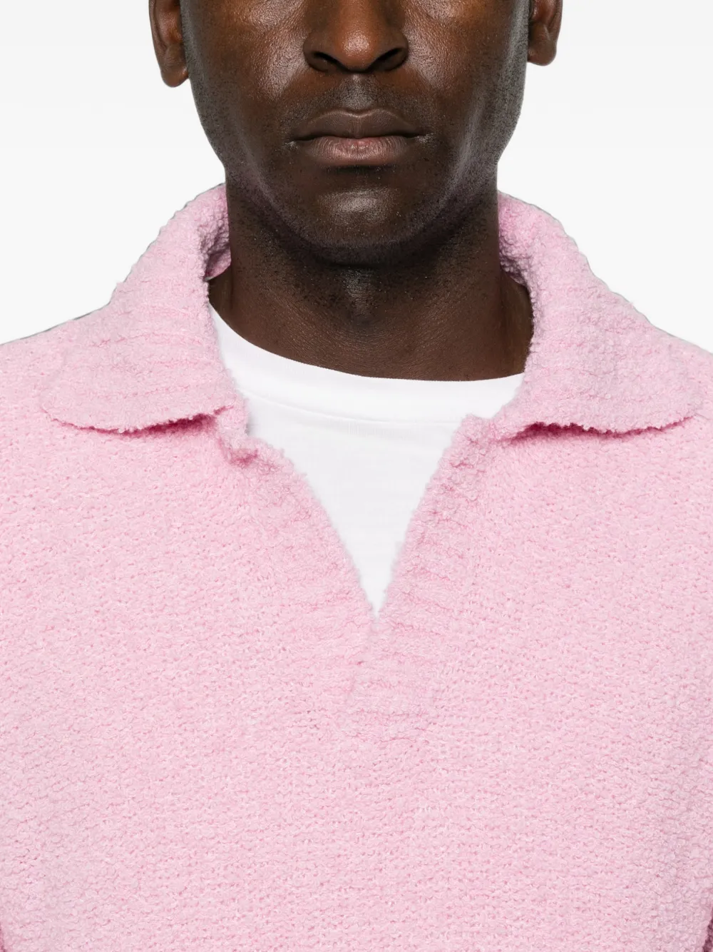 Laneus Bouclé poloshirt met lange mouwen Roze