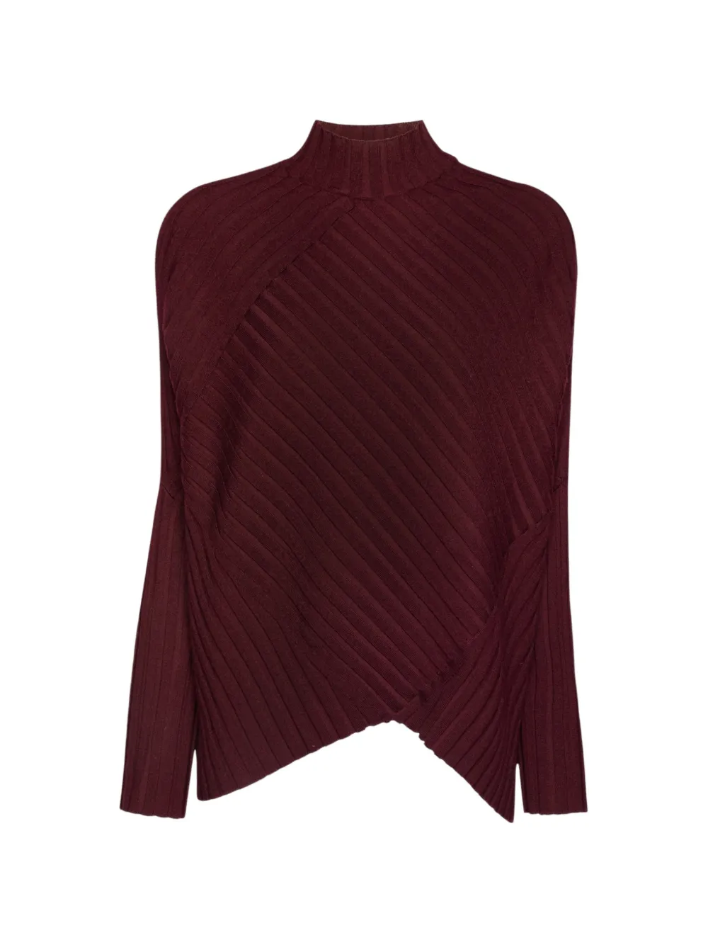 Elena Miro' Ribbed-knit Asymmetric Sweater In Brown