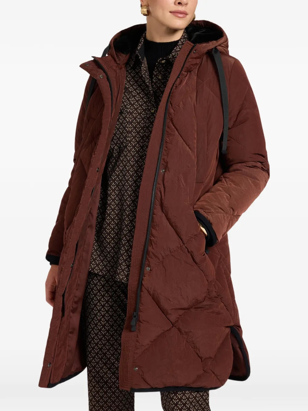 ELENA MIRÒ quilted hooded coat Bruin