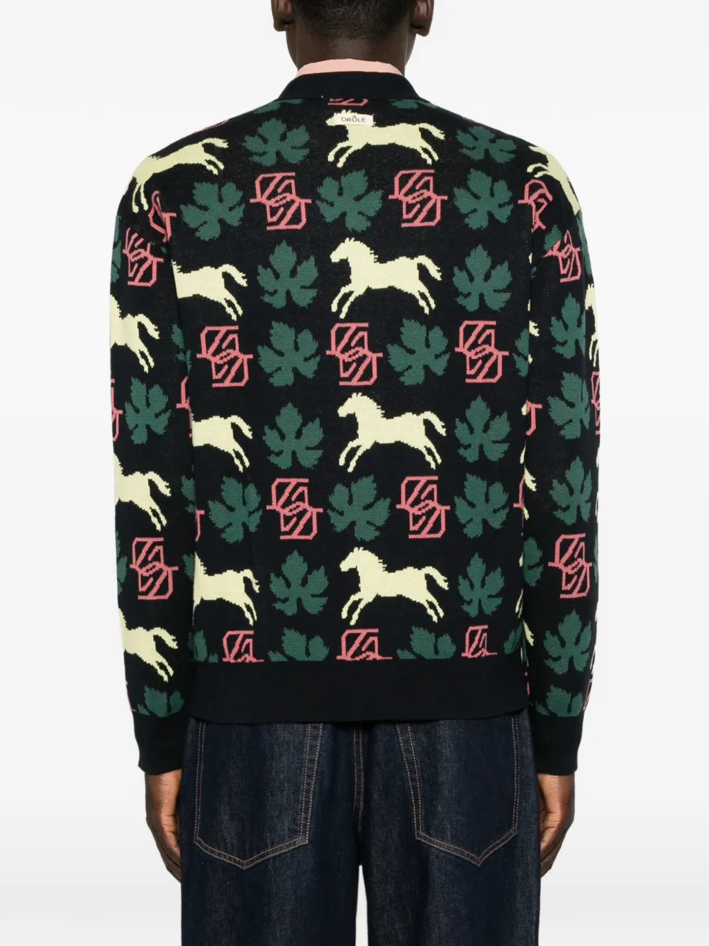 Drôle De Monsieur Intarsia vest Zwart