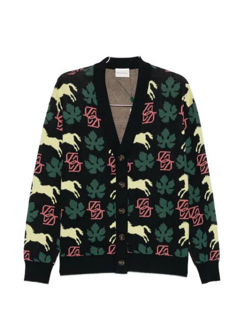 Drôle De Monsieur intarsia-knit cotton cardigan
