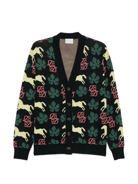 Drôle De Monsieur intarsia-knit cotton cardigan