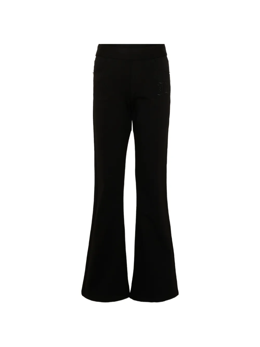 John Richmond Junior logo-embroidered flared trousers - Nero