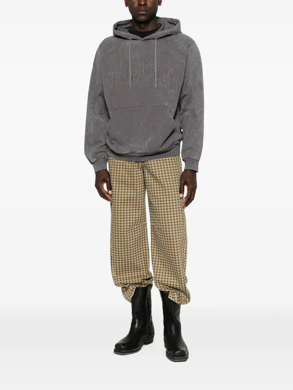 GCDS Hoodie verfraaid met studs en verwassen effect Grijs