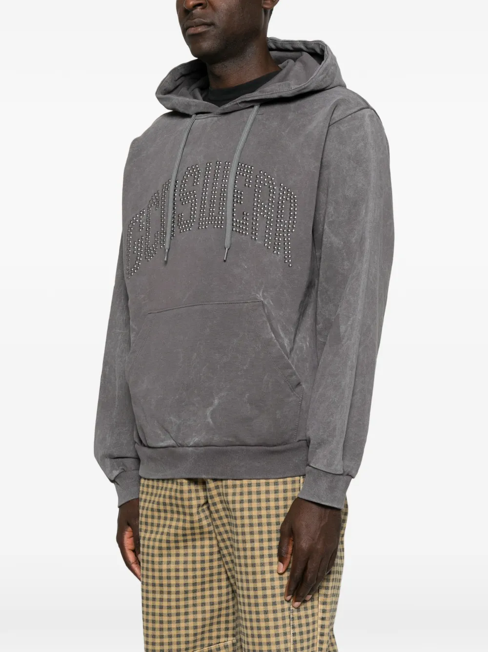 GCDS Hoodie verfraaid met studs en verwassen effect Grijs