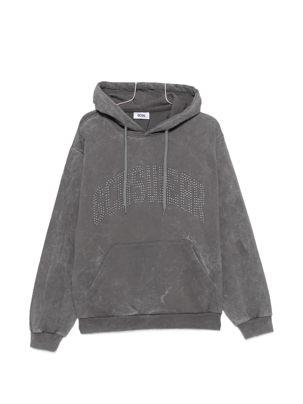GCDS studded-logo long-sleeve hoodie - Grau