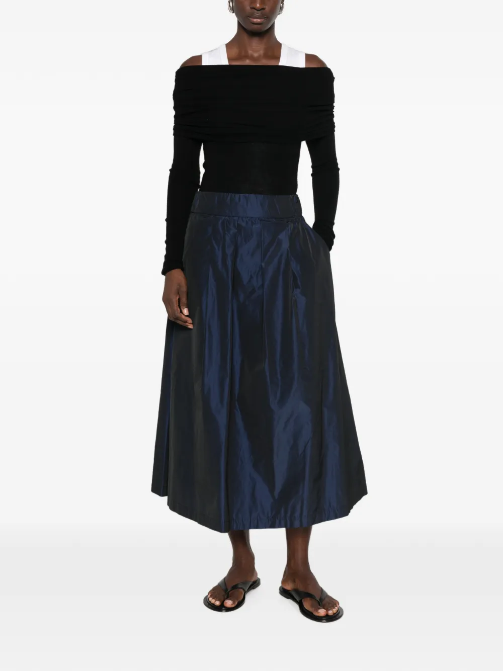 Why Ci Maxi-rok met taffeta-effect en plooien Blauw