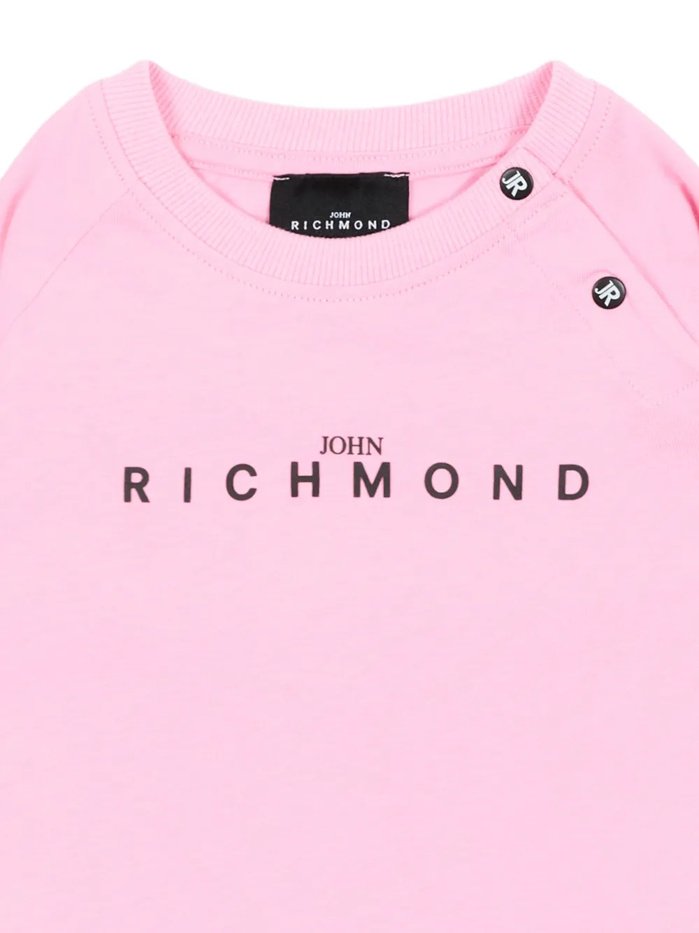John Richmond Junior T-shirt met knoopsluiting en logoprint Roze
