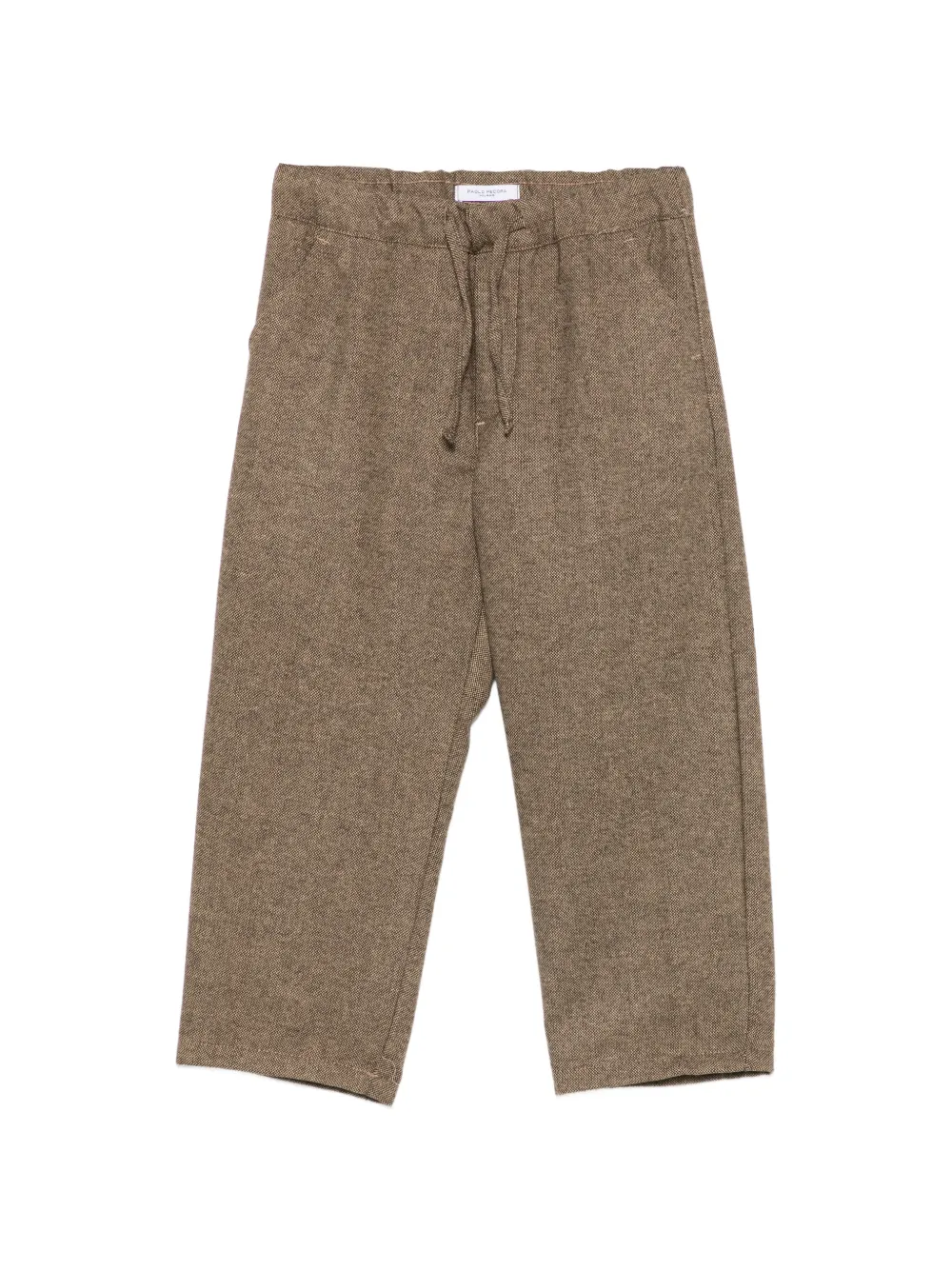 Paolo Pecora Kids drawstring-waist textured-finish trousers - Marrone