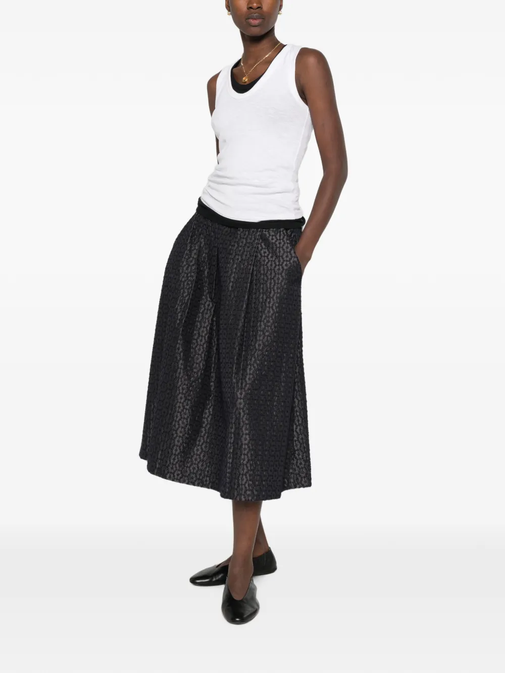 Why Ci Midi-plooirok met jacquard Zwart