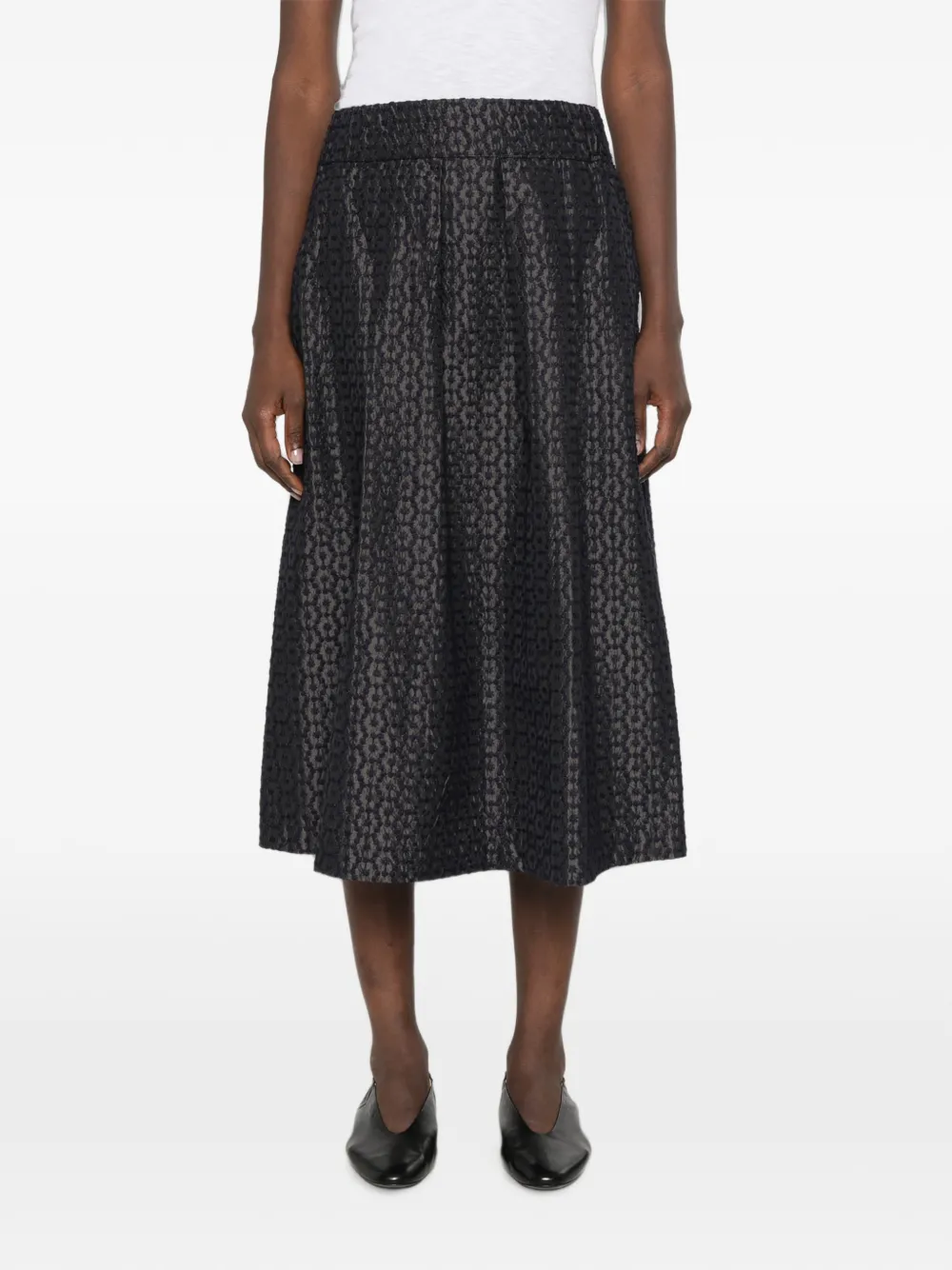 Why Ci Midi-plooirok met jacquard Zwart