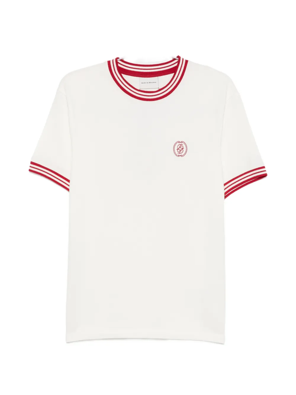 Drôle De Monsieur logo-embroidered striped-trim T-shirt - Bianco
