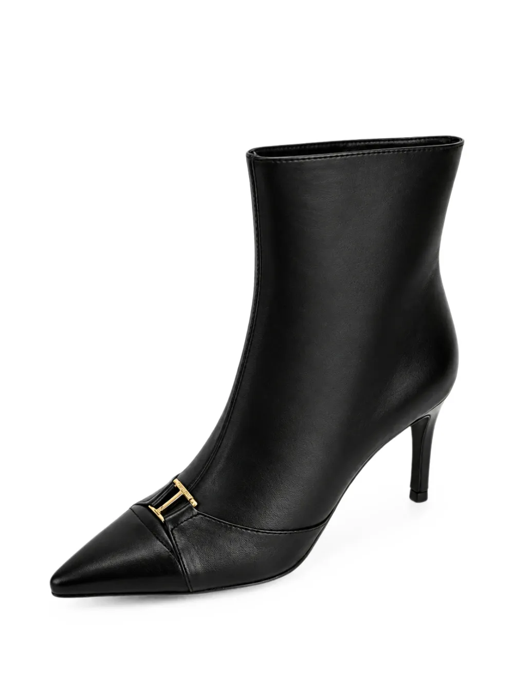 TWINSET leather ankle boots with logo Zwart