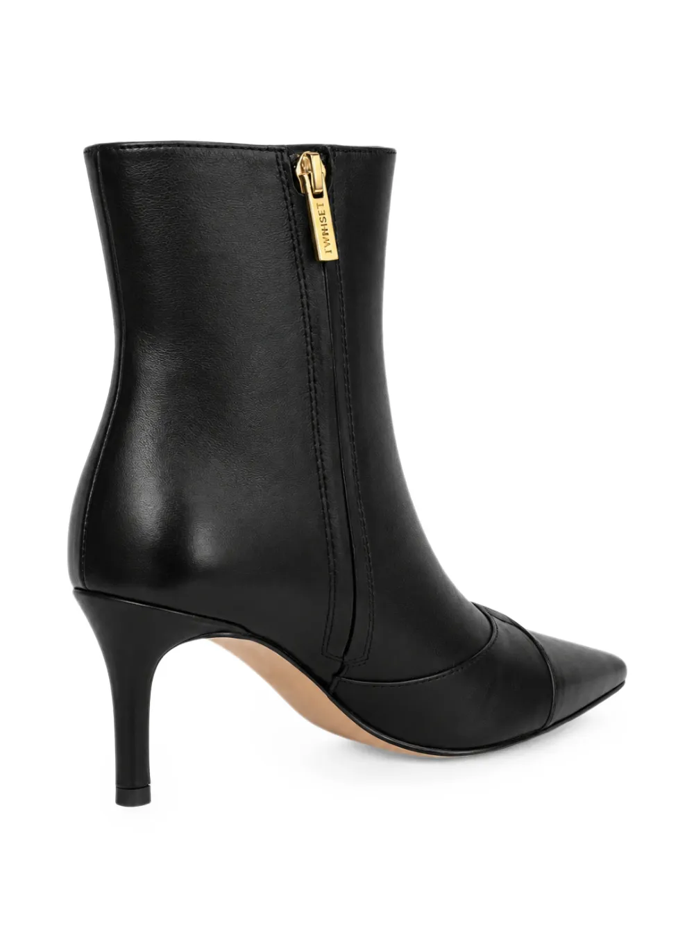 TWINSET leather ankle boots with logo Zwart