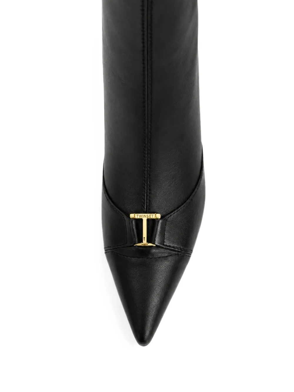 TWINSET leather ankle boots with logo Zwart