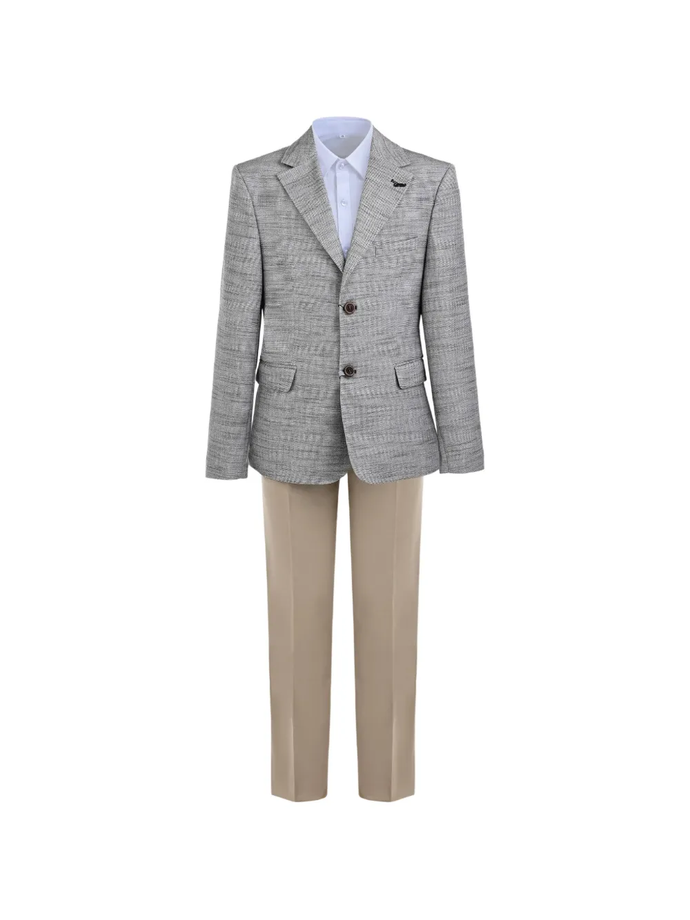 Moustache Oscar textured suit (set of three) - Grigio