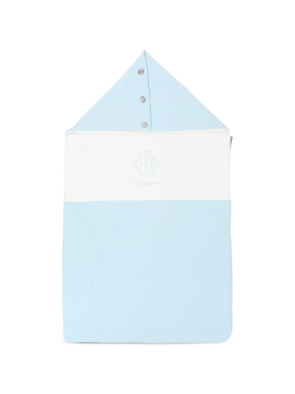 Roberto Cavalli Junior logo-embroidered colour-block sleeping bag - Blu