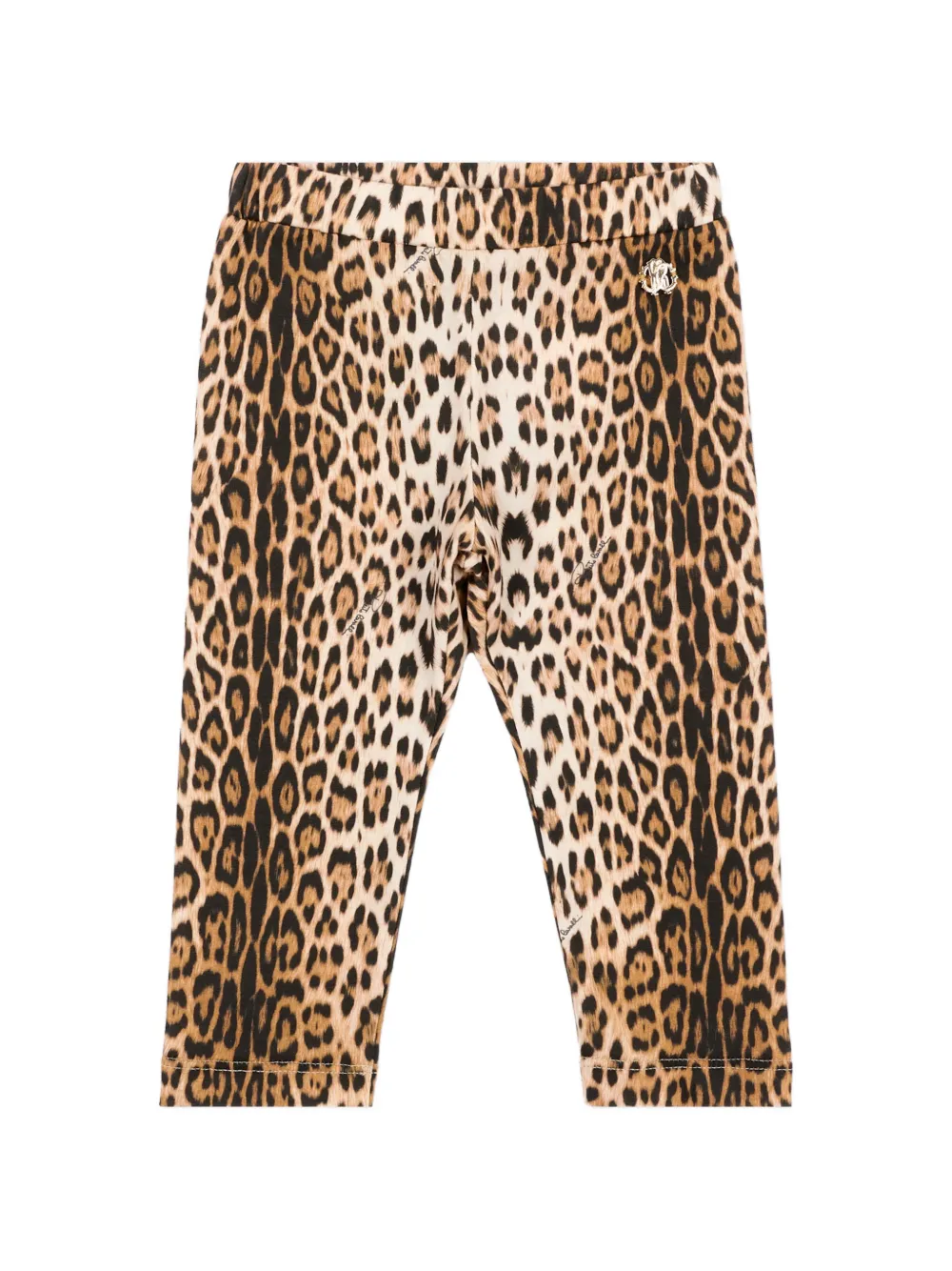 Roberto Cavalli Junior leopard-print logo-plaque leggings - Toni neutri