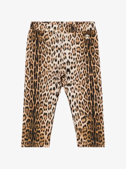 Roberto Cavalli Junior leopard-print logo-plaque leggings