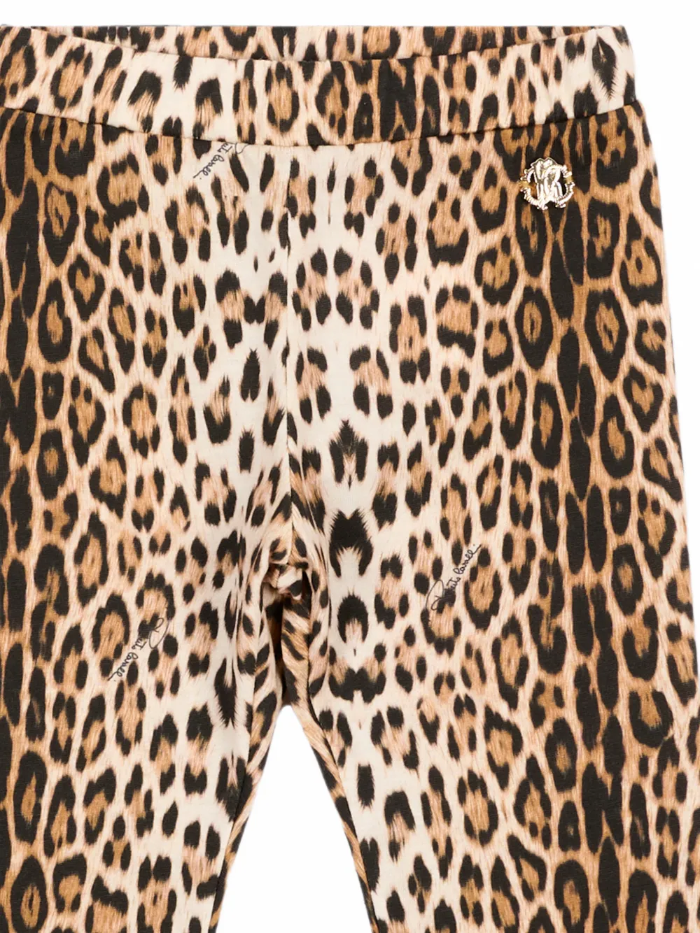 Roberto Cavalli Junior Legging met luipaardprint en logoplakkaat Beige