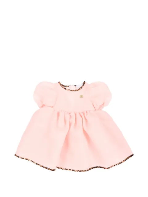 Roberto Cavalli Junior leopard-trim puff-sleeve dress