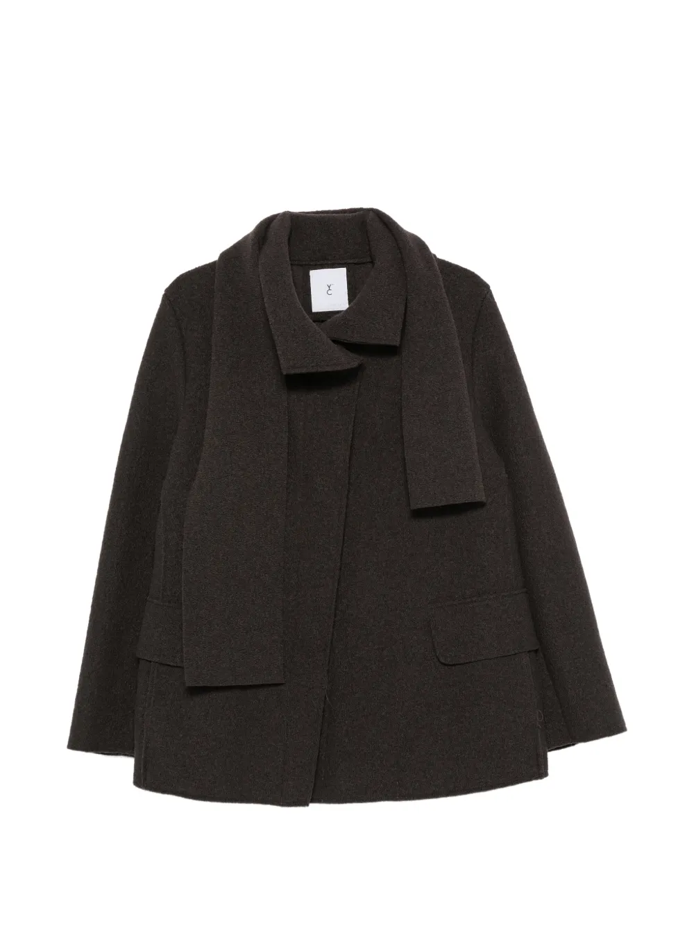 Why Ci scarf-detail flap-pocket coat