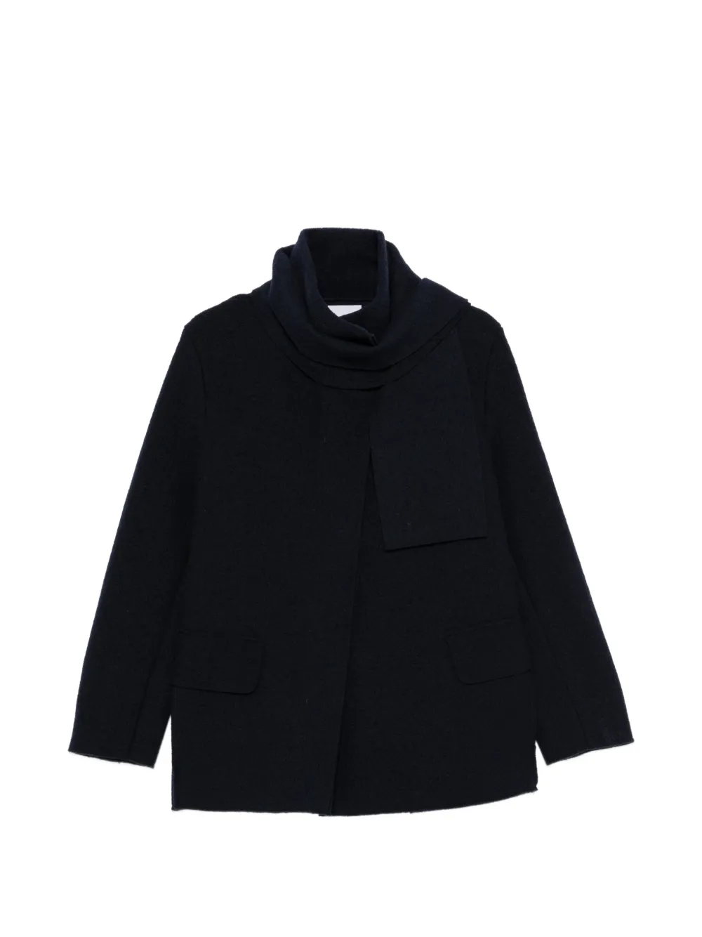 Why Ci scarf-detail flap-pocket coat