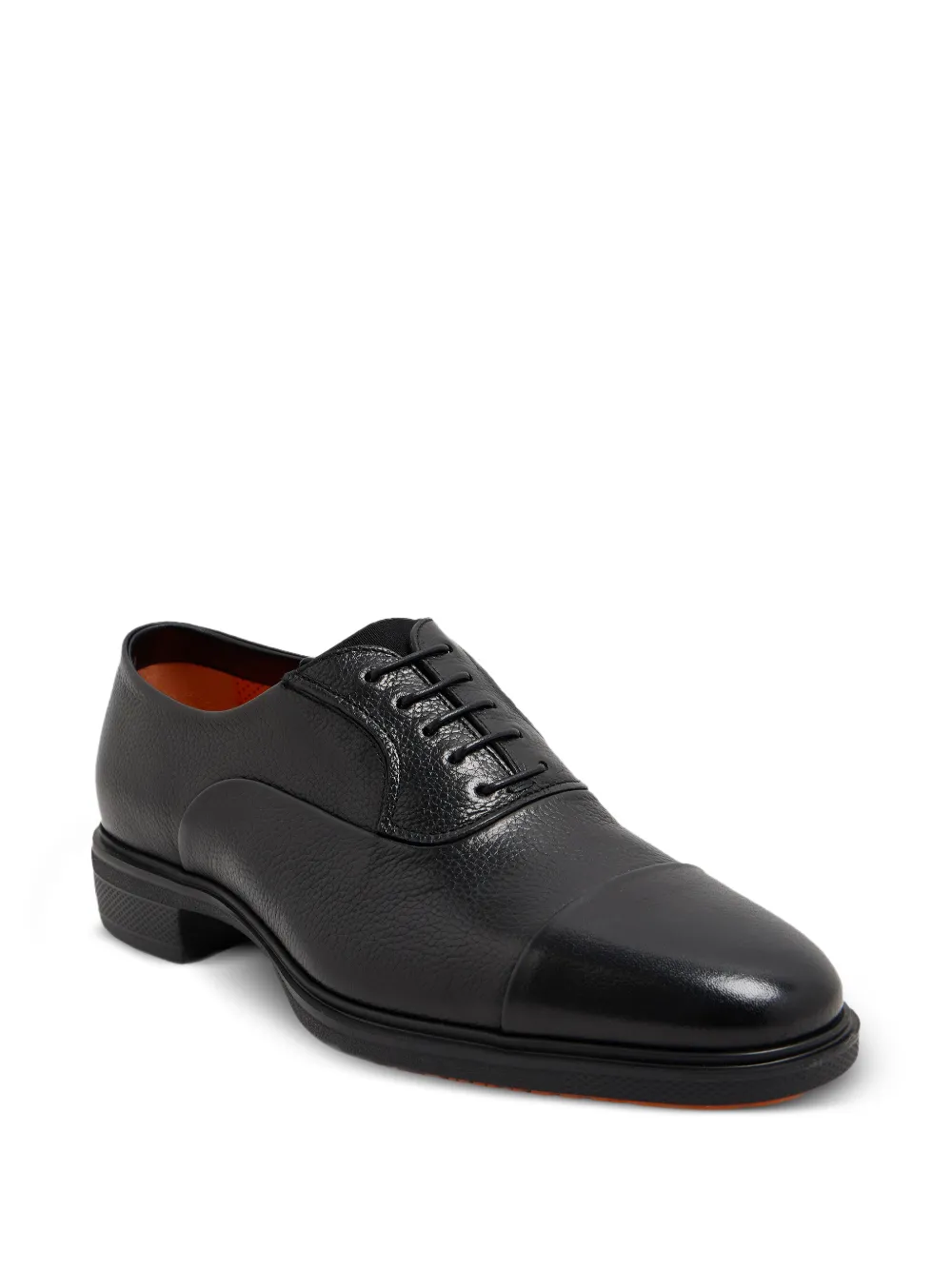 Santoni Leren Oxford schoenen met kapneus Zwart