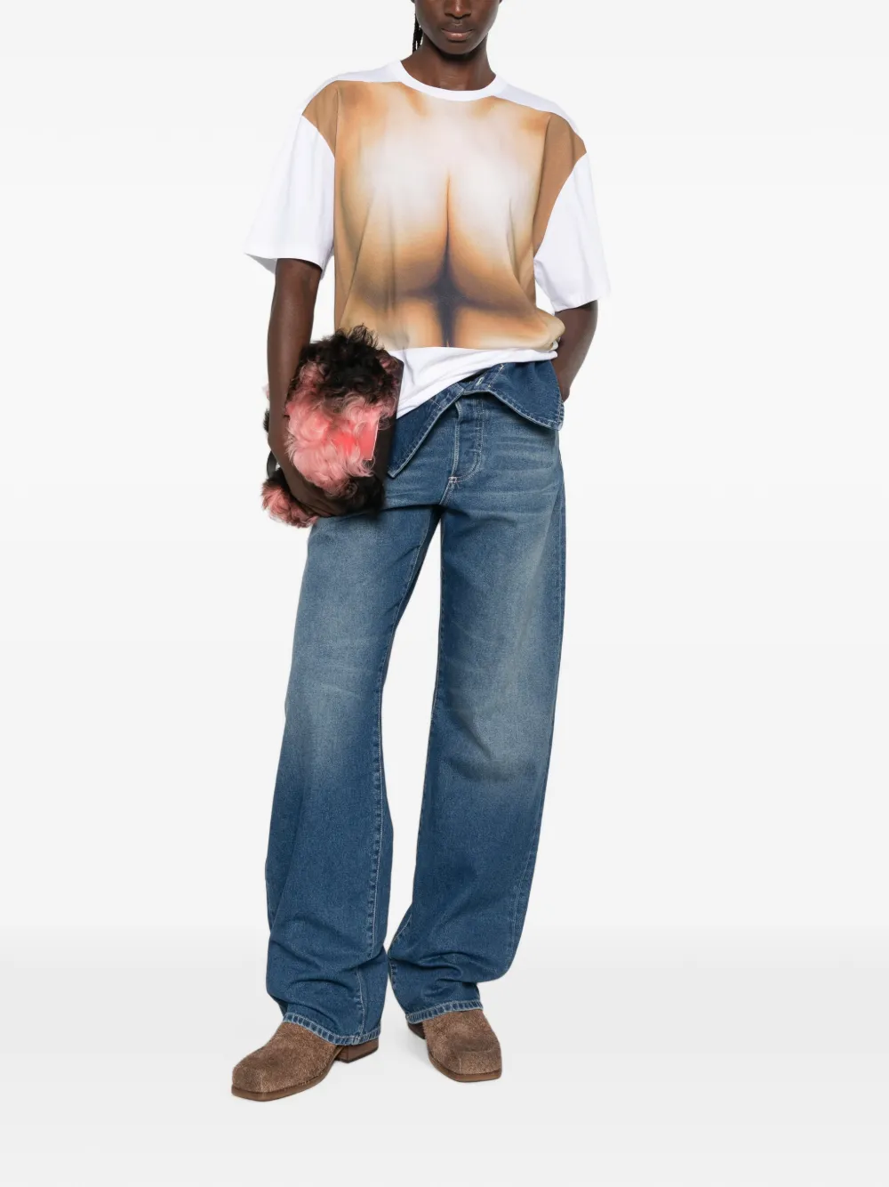 Jean Paul Gaultier Trompe l'oeil T-shirt met grafische print Wit