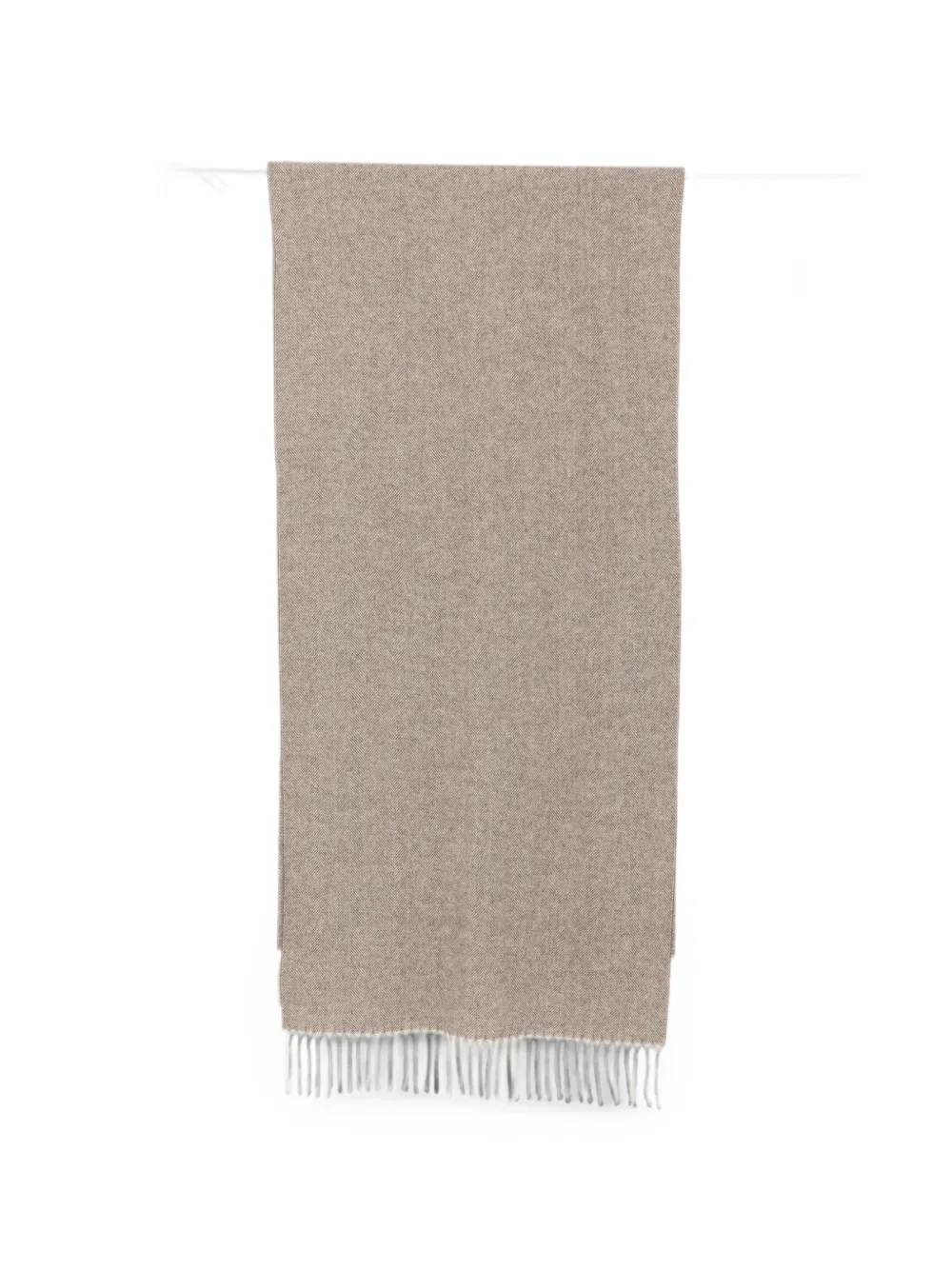 Fileria herringbone-pattern fringed scarf - Nude