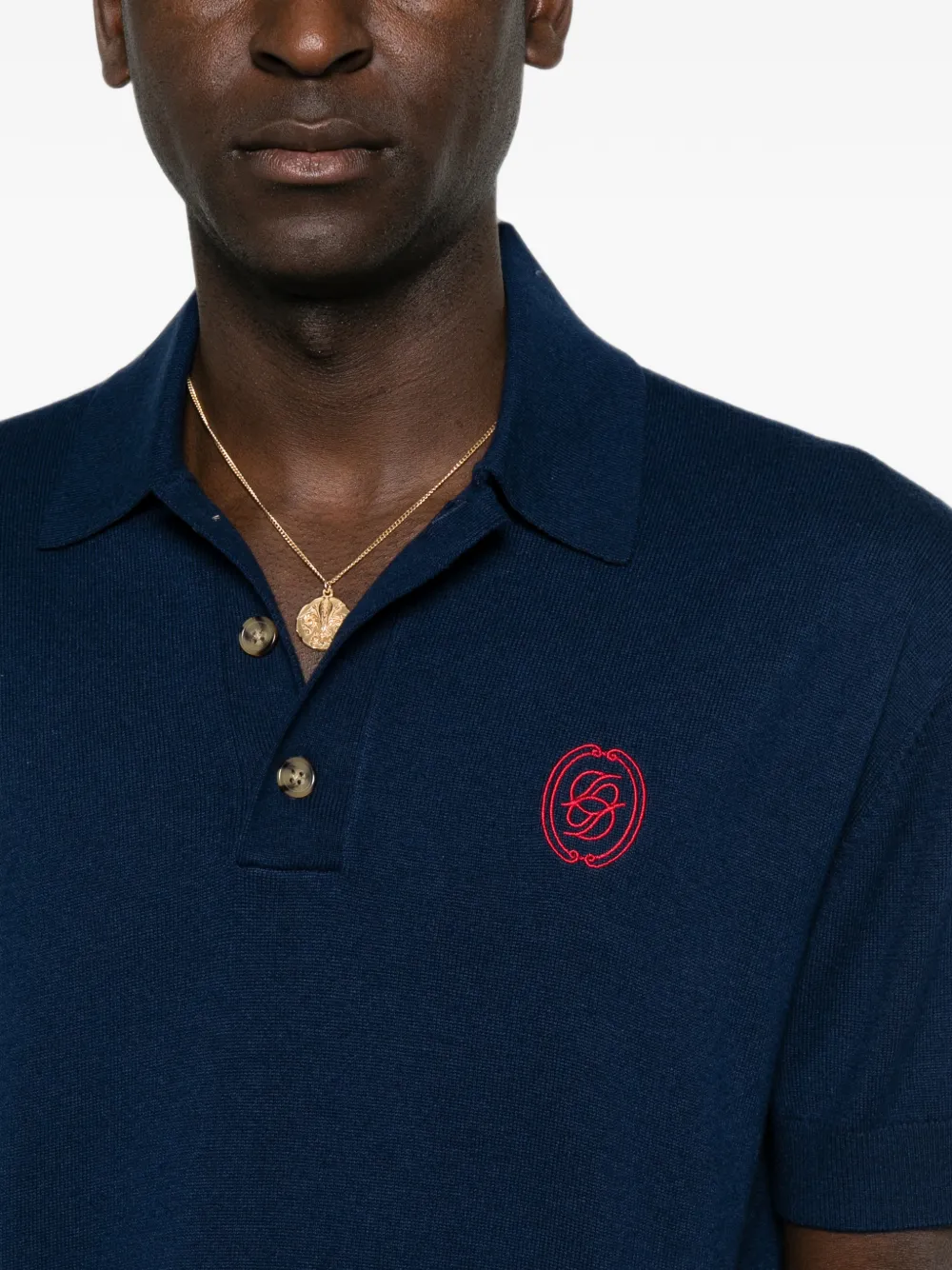 Drôle De Monsieur Poloshirt met geborduurd logo Blauw