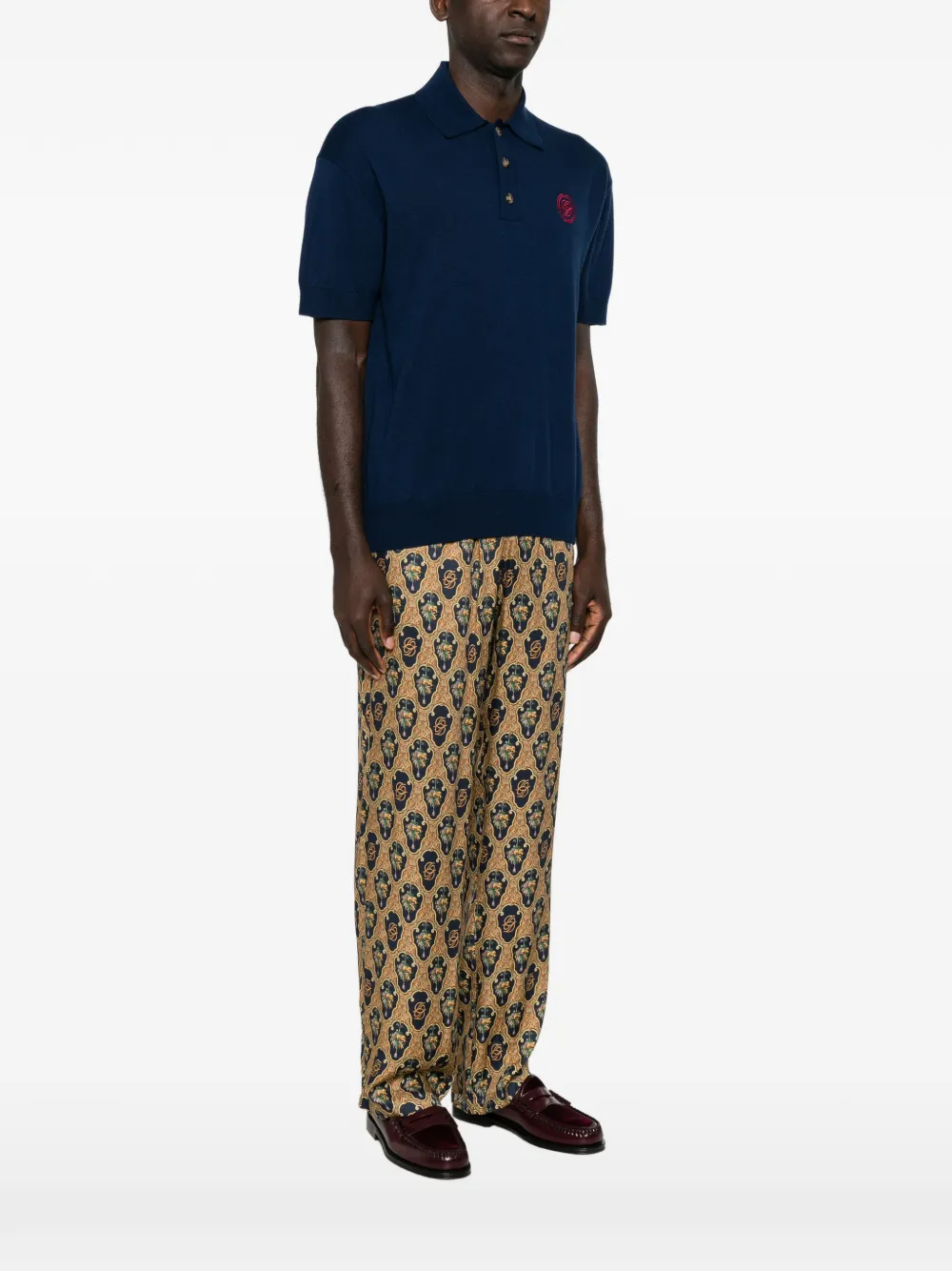 Drôle De Monsieur Poloshirt met geborduurd logo Blauw