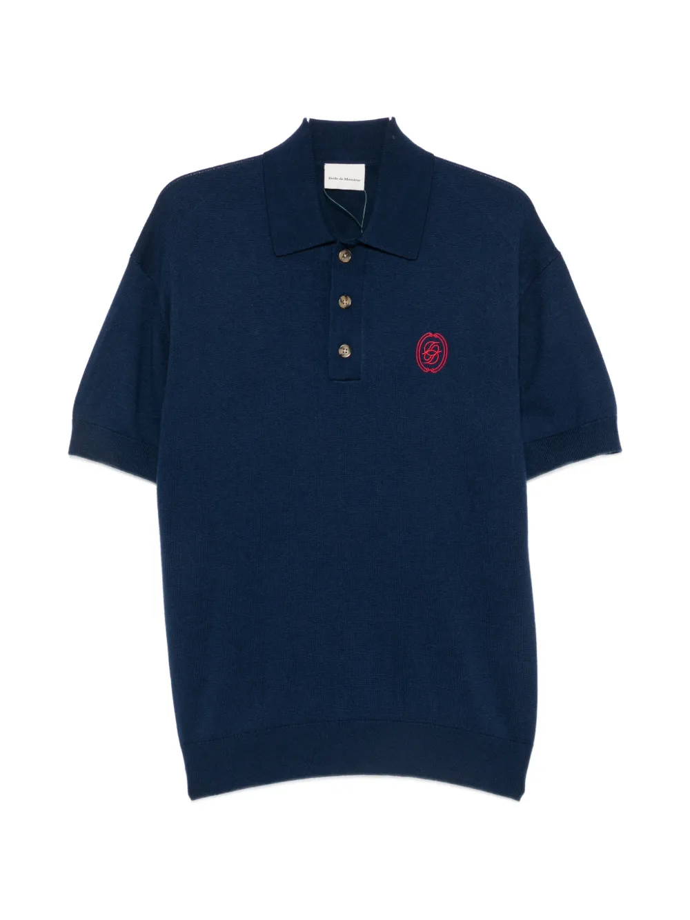 Drôle De Monsieur logo-embroidered knit Polo shirt - Blu