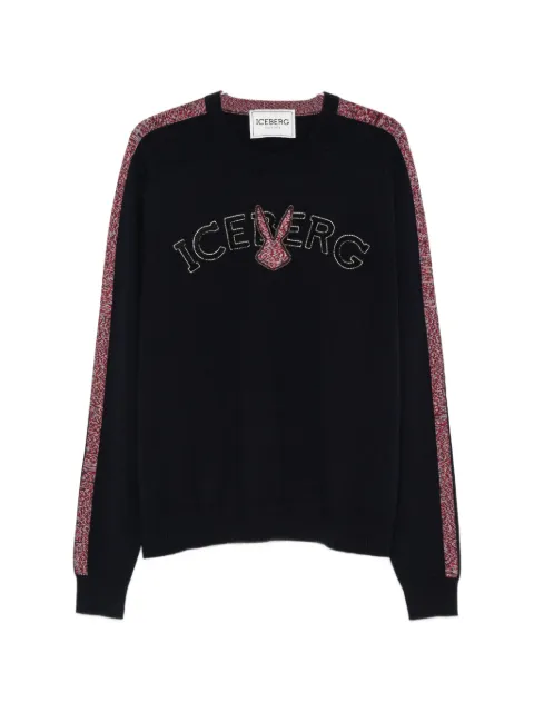 Iceberg logo-embroidered side-stripe sweater