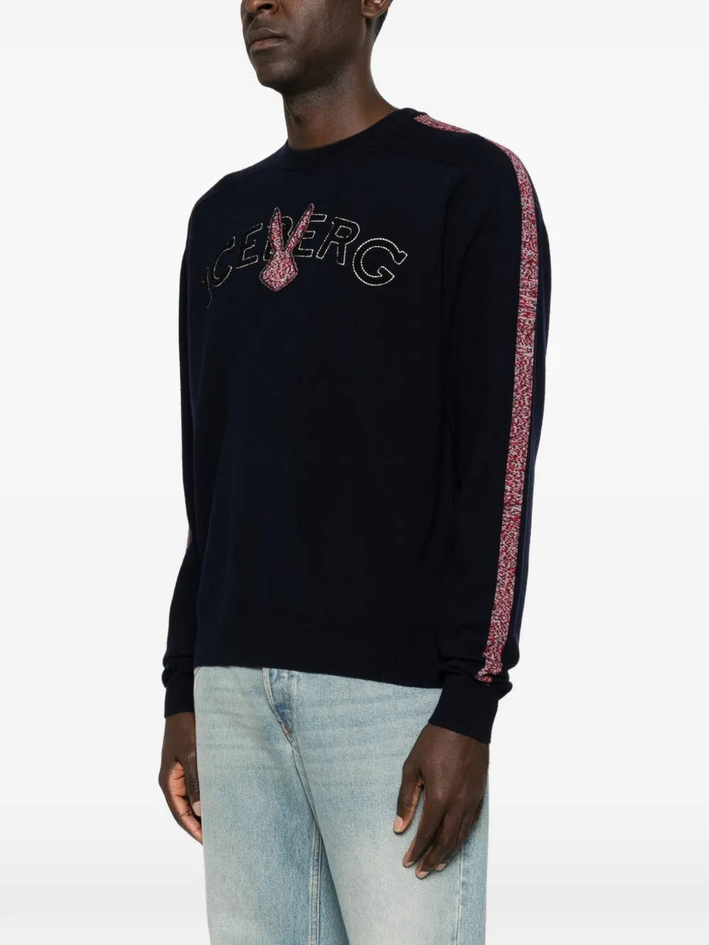Iceberg Trui met geborduurd logo en zijstreep Blauw