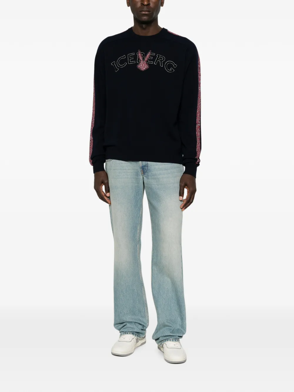 Iceberg Trui met geborduurd logo en zijstreep Blauw