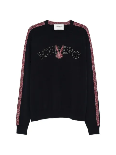 Iceberg logo-embroidered side-stripe sweater