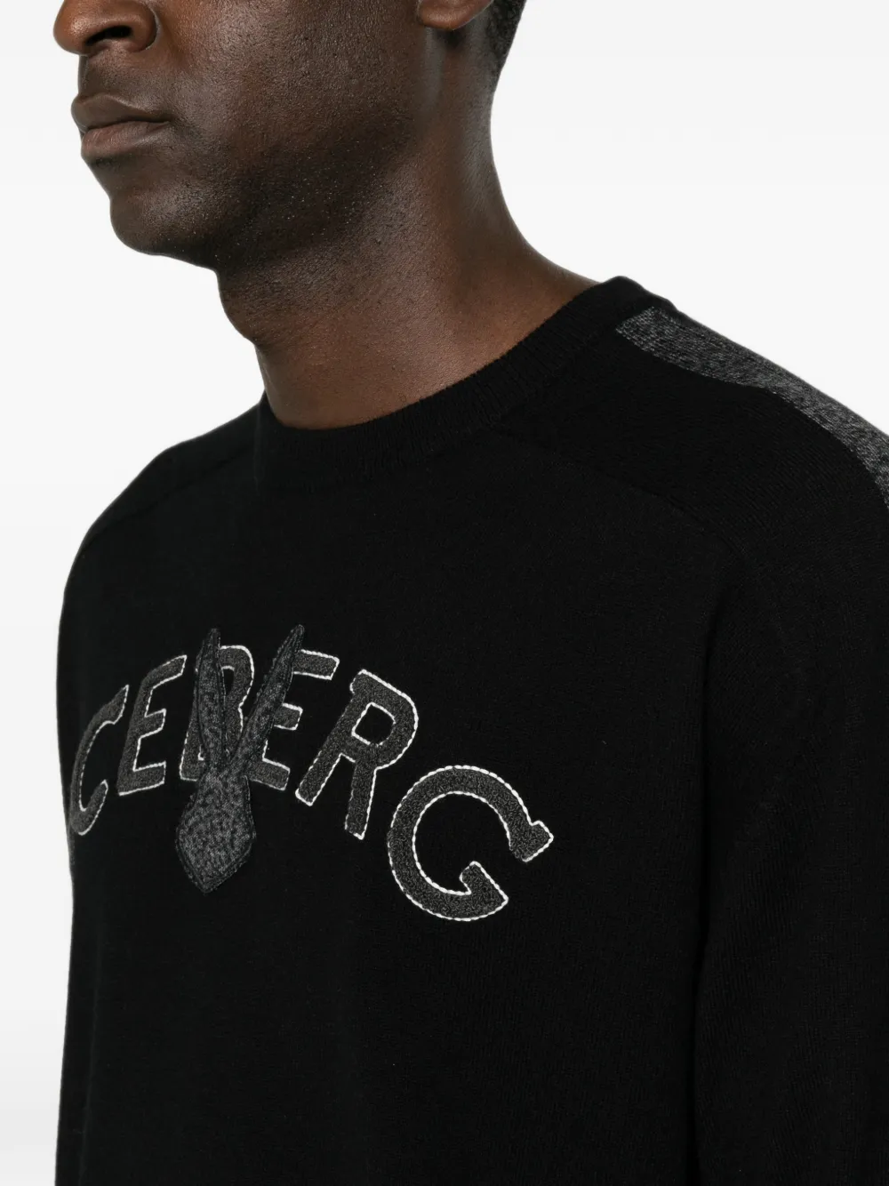Iceberg Trui met geborduurd logo en zijstreep Zwart