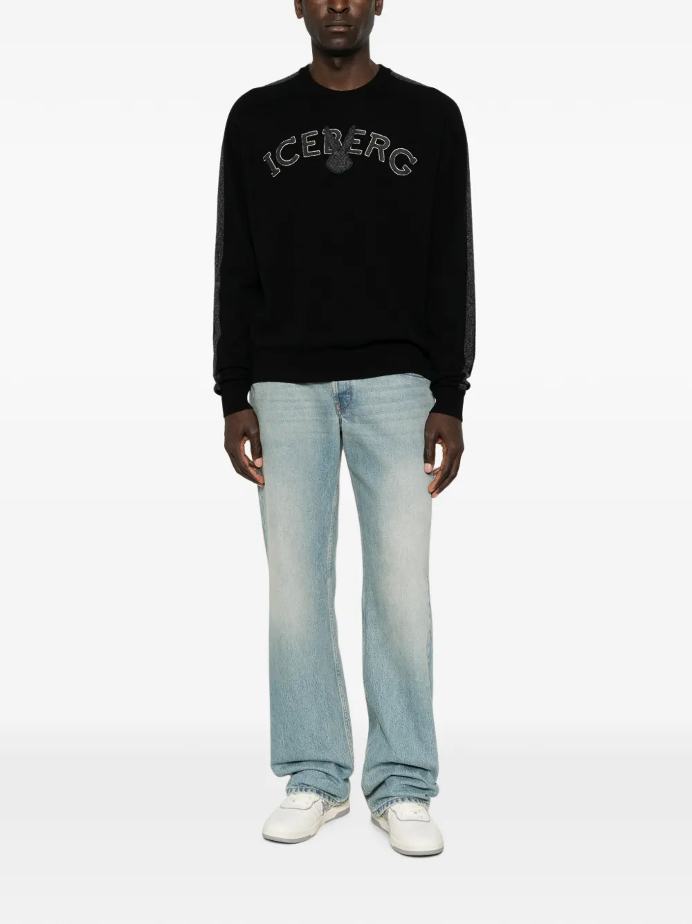 Iceberg Trui met geborduurd logo en zijstreep Zwart