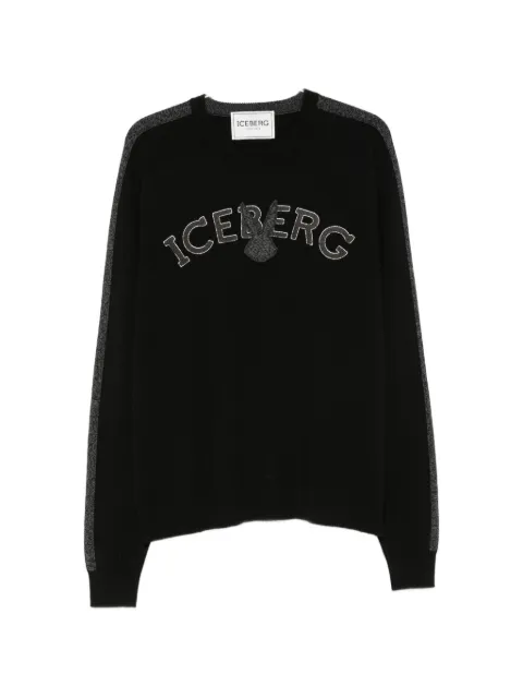 Iceberg logo-embroidered side-stripe sweater