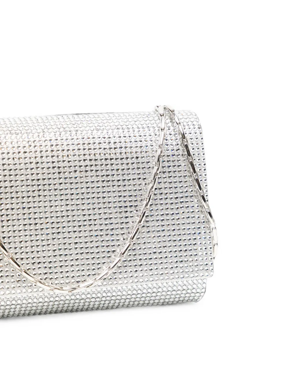 René Caovilla Clutch verfraaid met kristallen en kettinghengsel Zilver