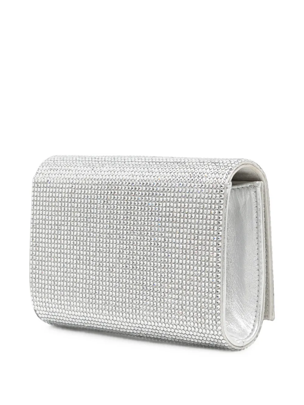 René Caovilla Clutch verfraaid met kristallen en kettinghengsel Zilver