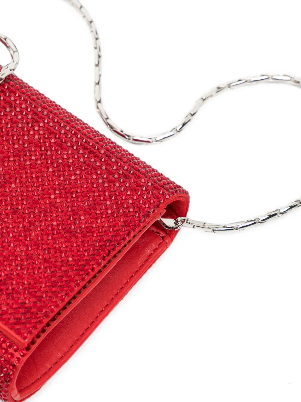 René Caovilla Clutch verfraaid met kristallen en kettinghengsel Rood