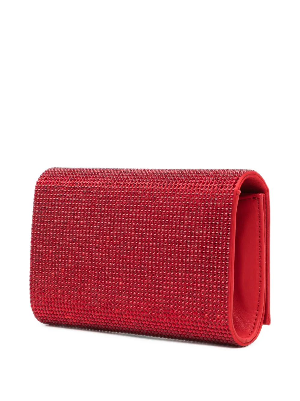 René Caovilla Clutch verfraaid met kristallen en kettinghengsel Rood