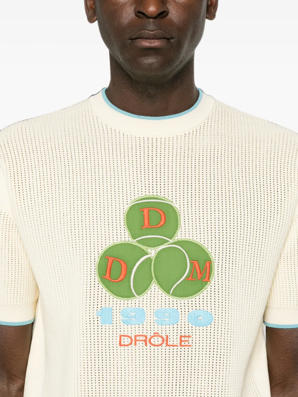 Drôle De Monsieur Opengebreid T-shirt met logopatch Beige